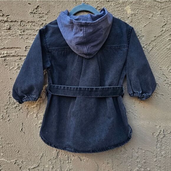 Zara Hooded Denim Overshirt with Long Sleeves Size 12-18 Months - Picture 11 of 11
